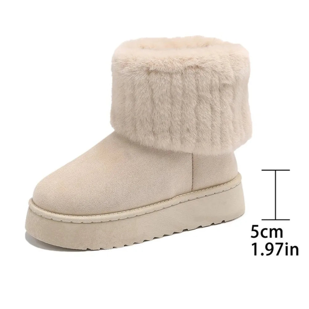 VKJF Women's Plush Slip-On Ankle Snow Boots – Black Winter Women's Snow Boots Axl