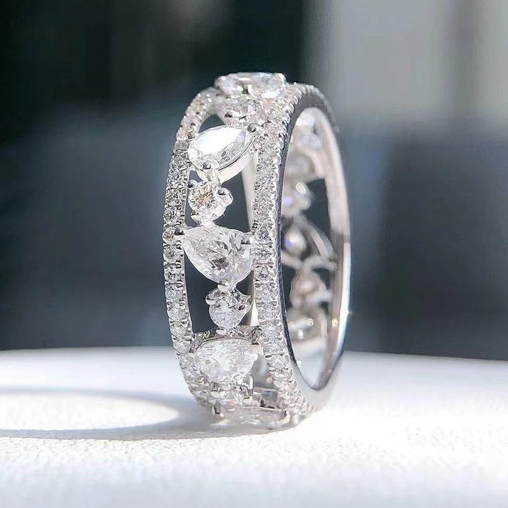 Huitan CZ Eternity Ring – Silver Women's Wedding Band Wedding Band Ring Axl