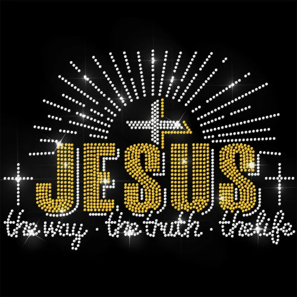 Large Rhinestone Iron-On Cross Patch – 11.6" Sequin Appliqué Iron-On Appliqué Patch Axl
