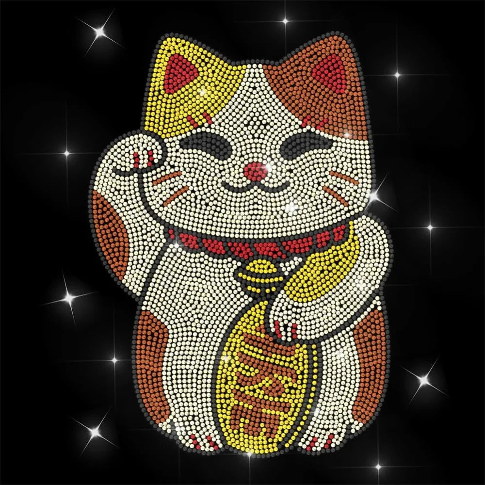 Maneki Neko Rhinestone Iron-On Transfer Sheet | 29.7x21cm Rhinestone Iron-On Transfer Axl AECH04-17629