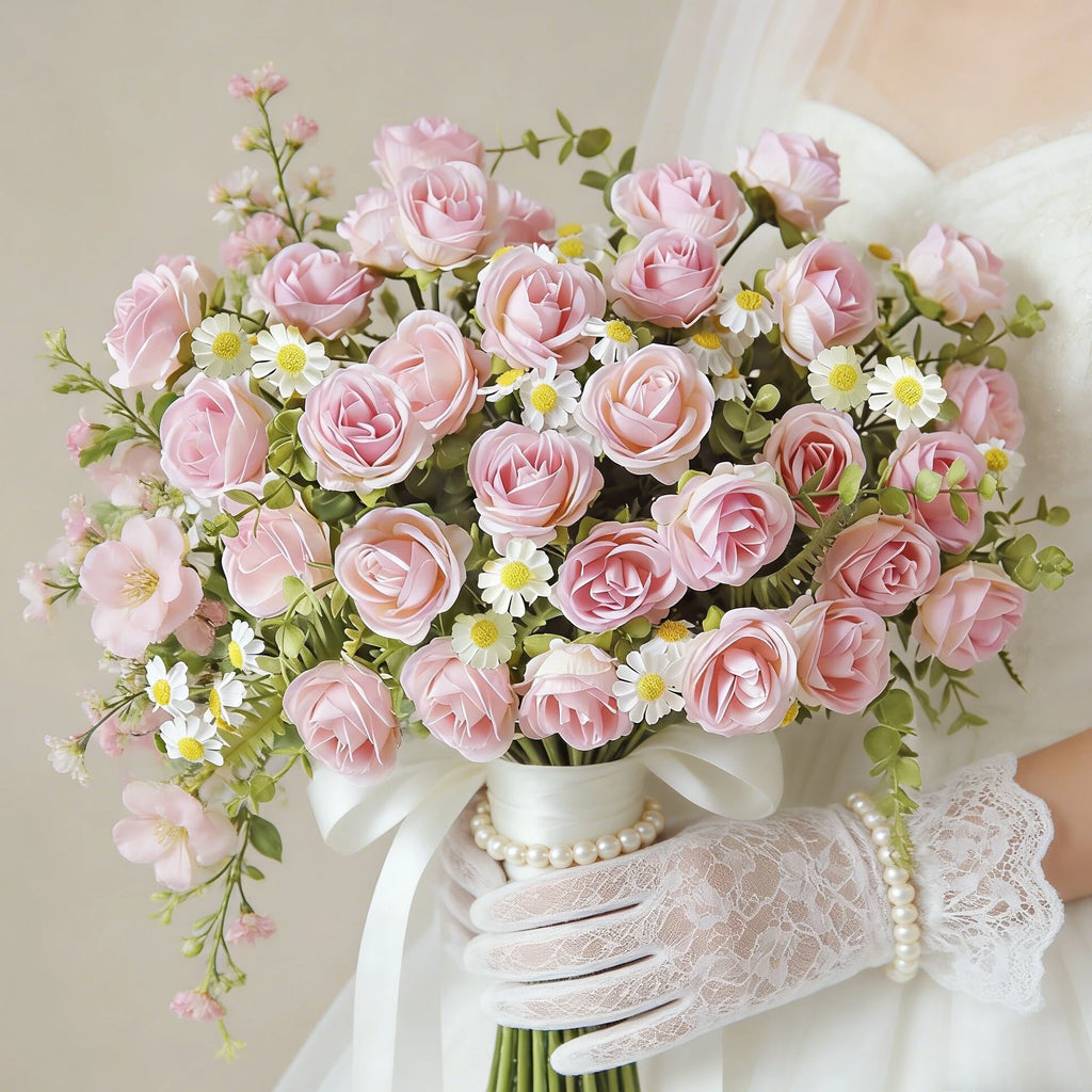 Silk Rose Artificial Flower Bouquet for Wedding & Home Decor Artificial Flower Bouquet Axl