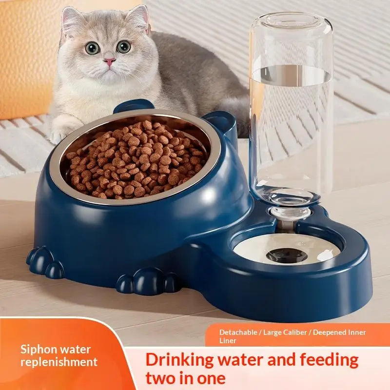 2-in-1 Tilted Pet Bowl & Auto Water Dispenser for Cats & Dogs Pet Feeder Bowl Axl