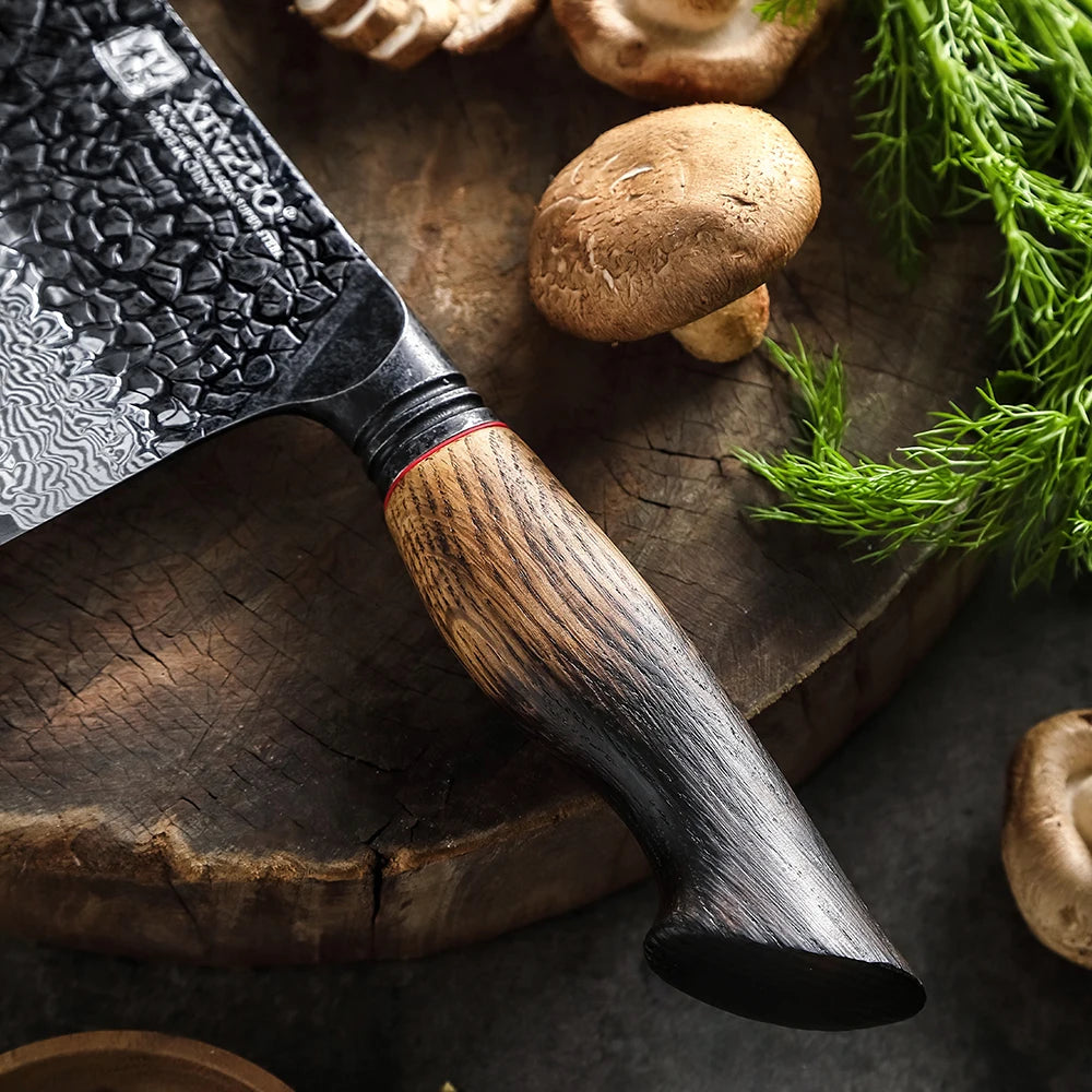 XINZUO 7.2" 67-Layer Damascus Steel Cleaver Knife | Mo Series Damascus Cleaver Knife Axl