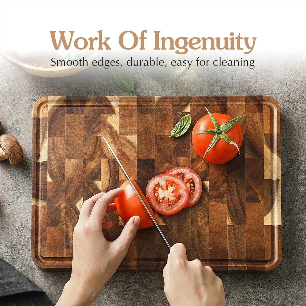 XINZUO Acacia Wood End Grain Cutting Board | Non-Slip Wood Cutting Board Axl