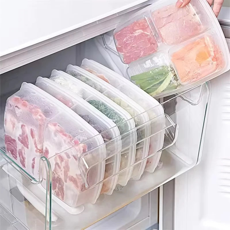 4-Compartment Fridge Food Storage Box with Lid | Fresh Keeper Food Storage Container Axl
