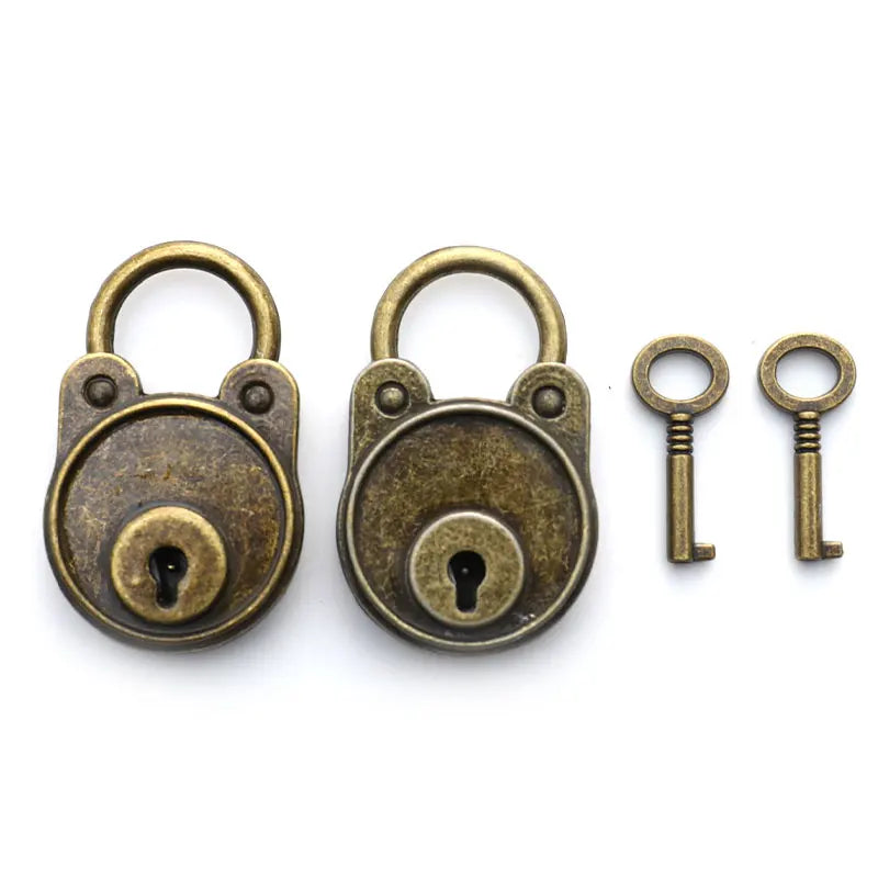 Antique Bronze Vintage Mini Padlock with Key – Diary & Luggage Decorative Padlock Axl
