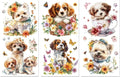 Rub-On Transfer Decals Dogs & Flowers 6×12" 3-Pack UV DTF Craft Transfer Decals Axl AECH04-14865