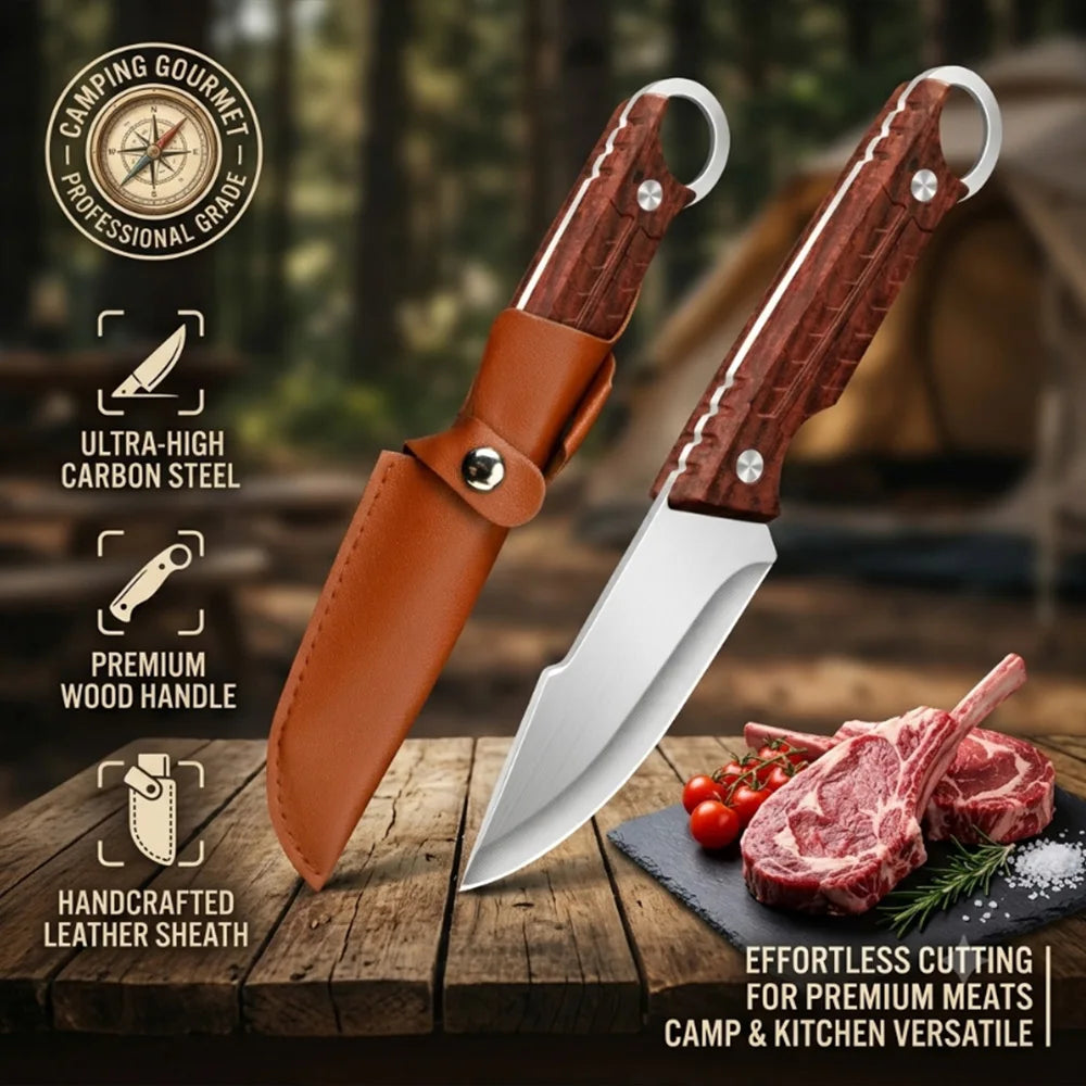 PLYS Fixed Blade Camping Knife – Stainless Steel with Sheath Fixed Blade Knife Axl