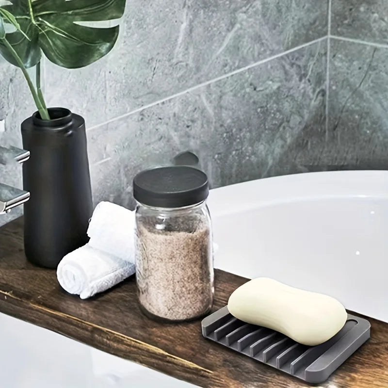 Silicone Soap Dish No Drill – Draining Non-Slip Soap Holder Soap Dish Axl