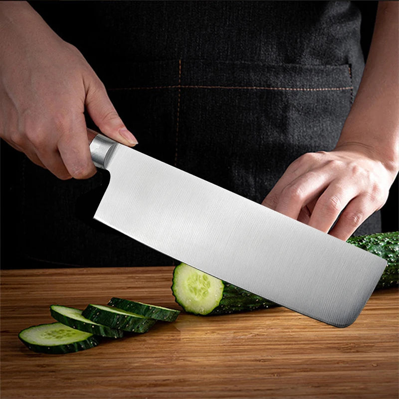 Nakiri Chef Knife – Carbon Steel Blade & Wood Handle Chef Kitchen Knife Axl