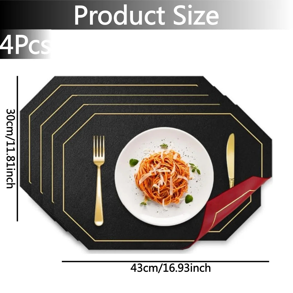 Leeseph PU Leather Placemats & Coasters Set 4 or 8 Pcs Leather Placemat Set Axl 4pcs placemat 30x43 cm