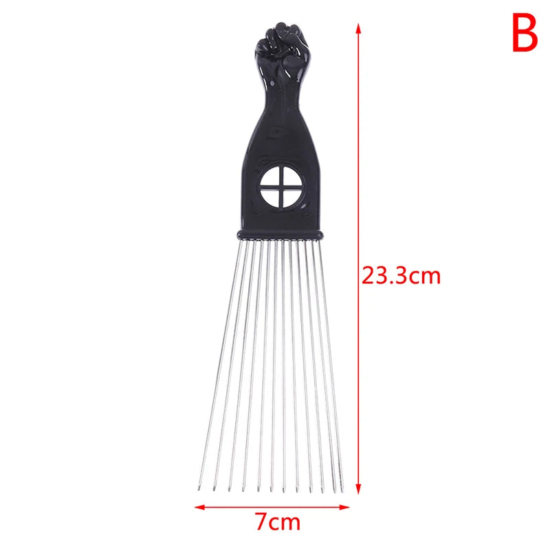 Black Fist Afro Metal Comb – Wide Tooth Natural Hair Pick Afro Hair Pick Comb Axl B