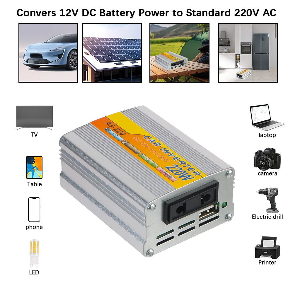 220W Car Power Inverter DC 12V to AC 220V with USB Port Car Power Inverter Axl