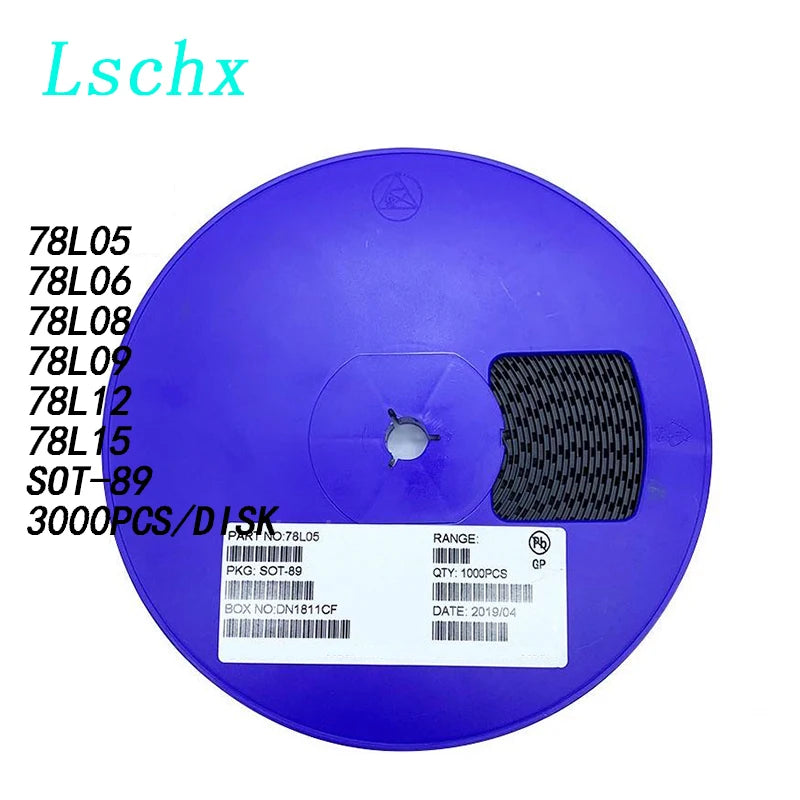 1000pcs 78L Series SMD Voltage Regulator SOT-89 Reel SMD Voltage Regulator Axl 79L05 5V SOT89