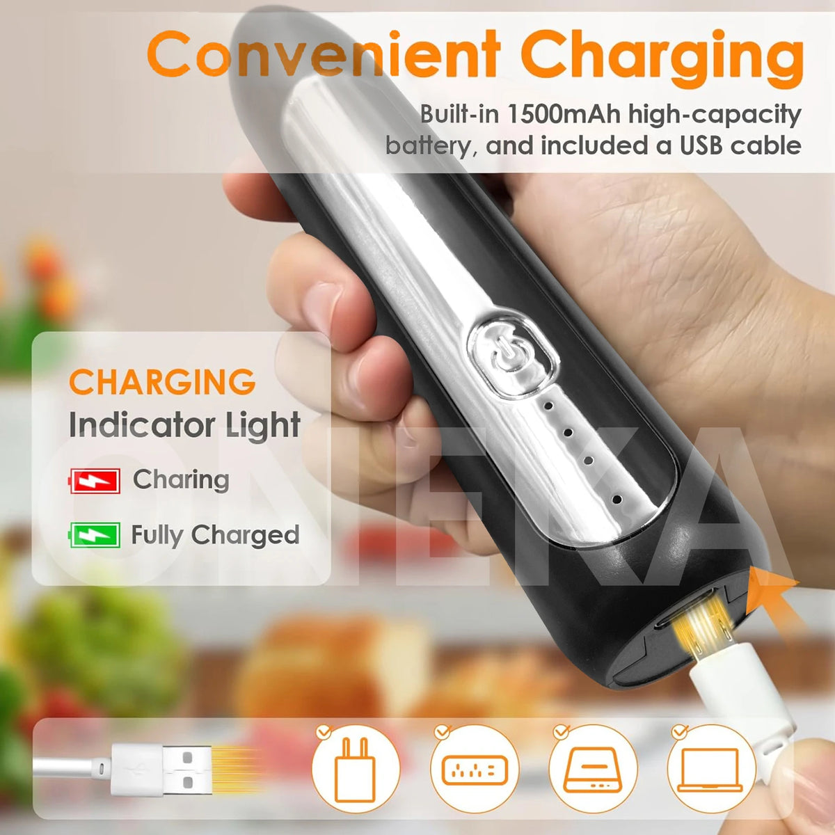 Rechargeable Handheld Milk Frother Wand & Egg Whisk Foam Maker Milk Frother Wand Axl