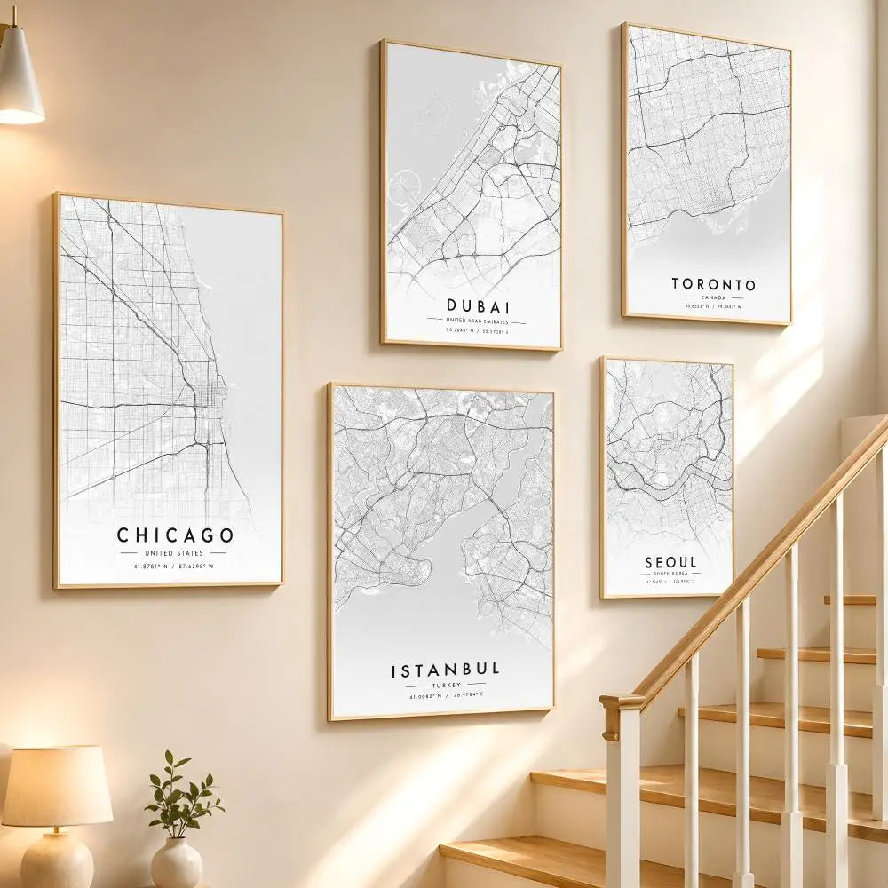 City Map Art Poster – HD Waterproof Wall Sticker Décor Wall Art Sticker Axl