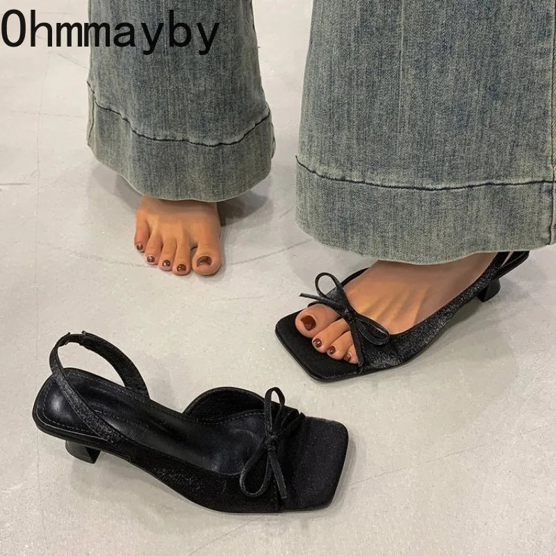 Women's Butterfly-Knot Slingback High Heel Sandals | Party Shoes High Heel Sandals Axl
