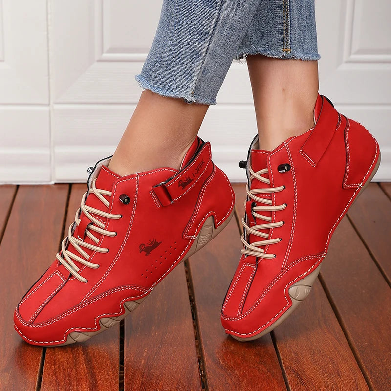 ZULIWAGN Women's Retro Waterproof Ankle Boots | Non-Slip Women's Ankle Boots Axl Red 41