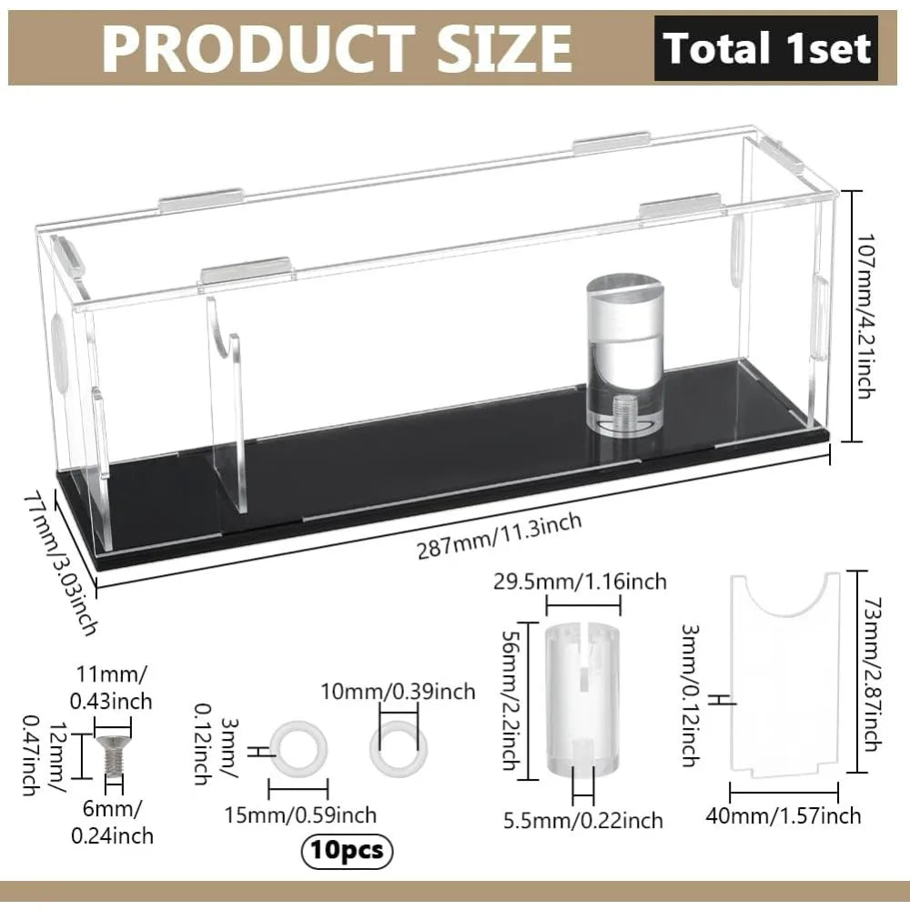 Clear Acrylic Knife Display Case with Black Base | 11x3x4 In Acrylic Display Case Axl
