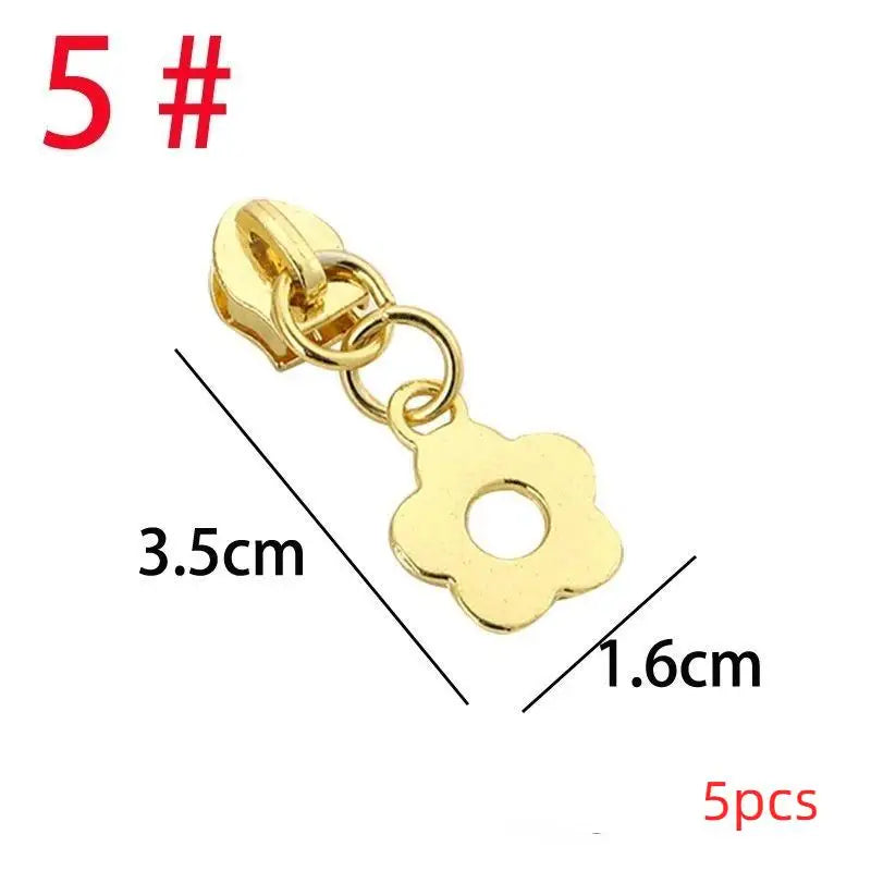 5-Pack Metal Zipper Pulls – Star Heart Flower Replacement Sliders Zipper Pull Set Axl A1