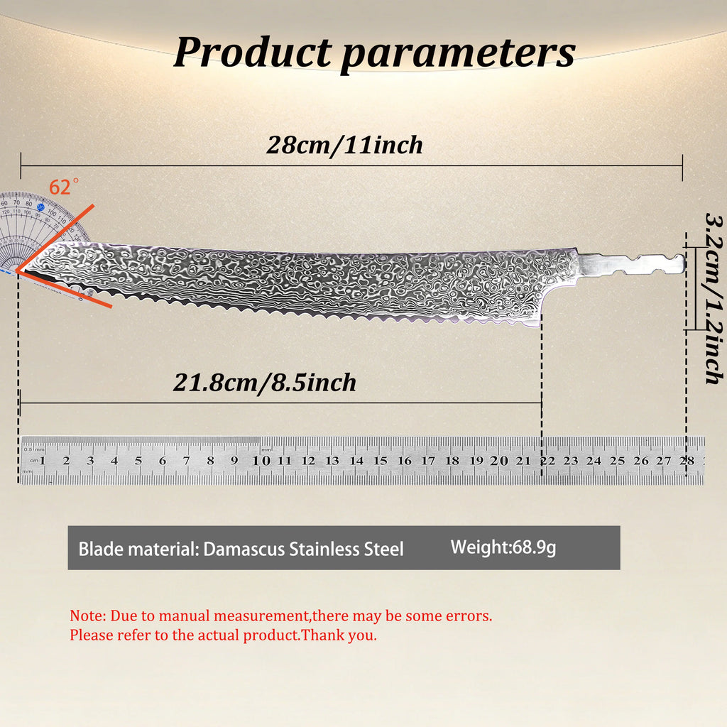 Damascus Steel Bread Knife Blank Blade – DIY Hand Forged Knife Blank Blade Axl