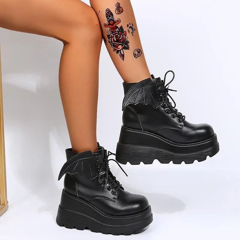 Women's Gothic Punk Lace-Up Ankle Boots – Pointed Toe Women's Ankle Boots Axl