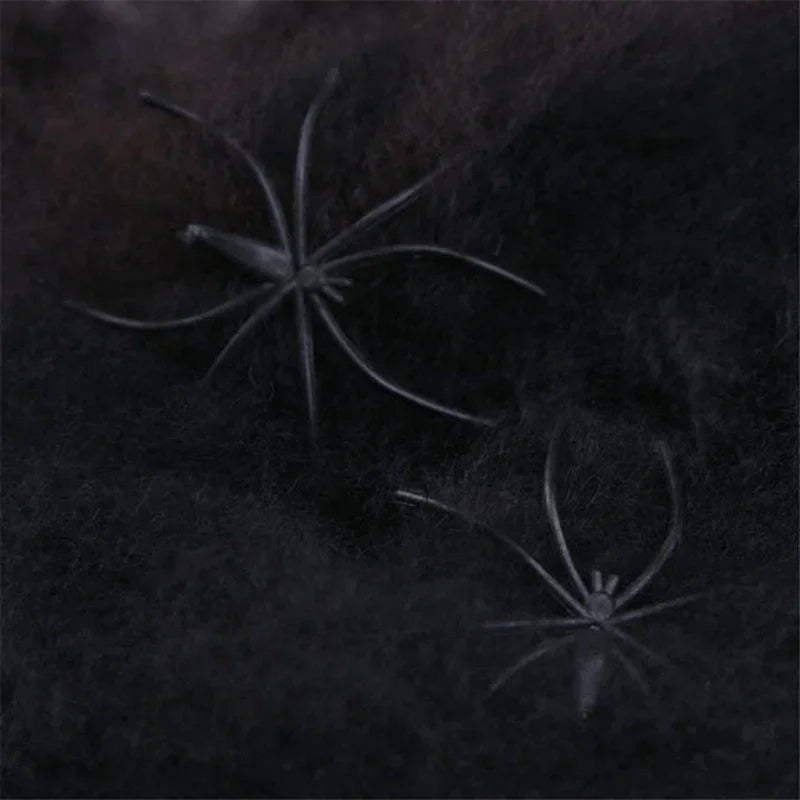 Halloween Stretch Spider Web Cotton Decor with 2 Spiders Halloween Decoration Axl black