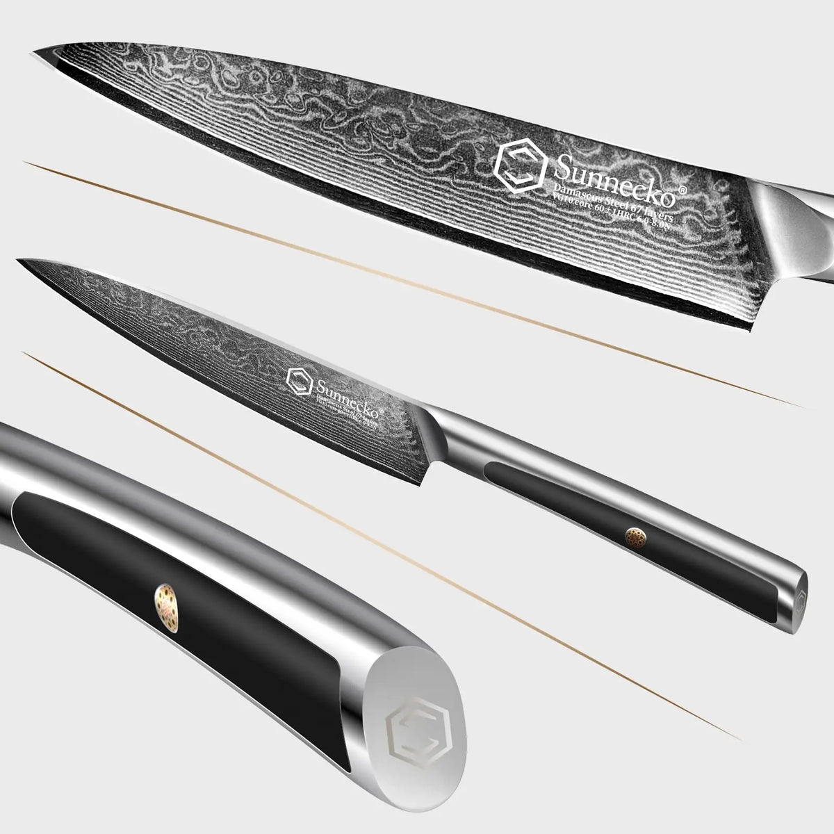 Sunnecko 5-Inch VG10 Damascus Steel Utility Kitchen Knife Damascus Utility Knife Axl