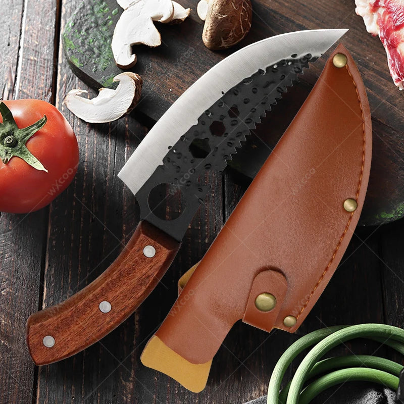 Forged Stainless Steel Boning & Meat Cleaver Knife – Wood Handle Kitchen Knife Axl