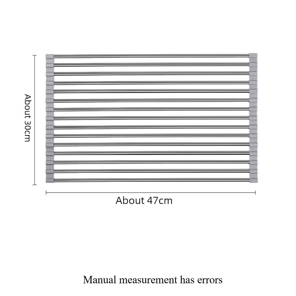 Foldable Stainless Steel Sink Drying Rack | Kitchen Dish Drainer Sink Drying Rack Axl 30X47-1pcs
