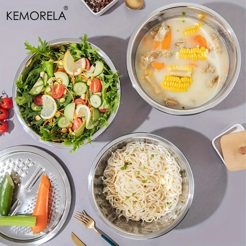 4-in-1 Stainless Steel Rice Washer Colander & Grater Basin Kitchen Colander Basin Axl