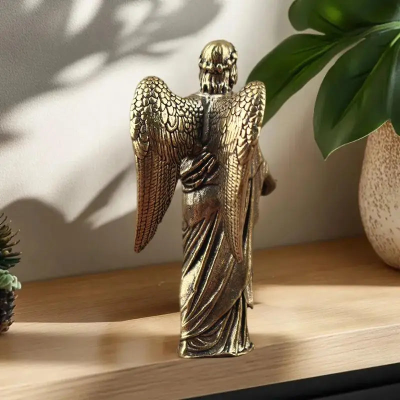European Guardian Angel Figurine – Brass Wing Statue Home Decor Decorative Figurine Axl