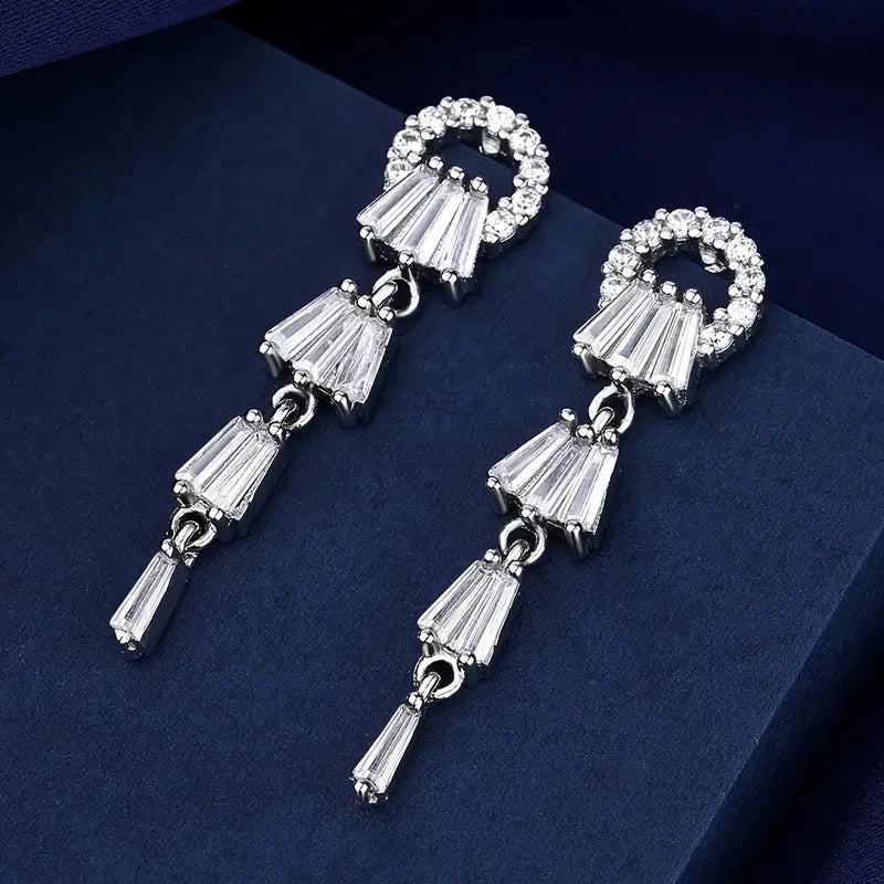 Huitan CZ Tassel Drop Earrings – Crystal Women's Party Jewelry Drop Tassel Earrings Axl