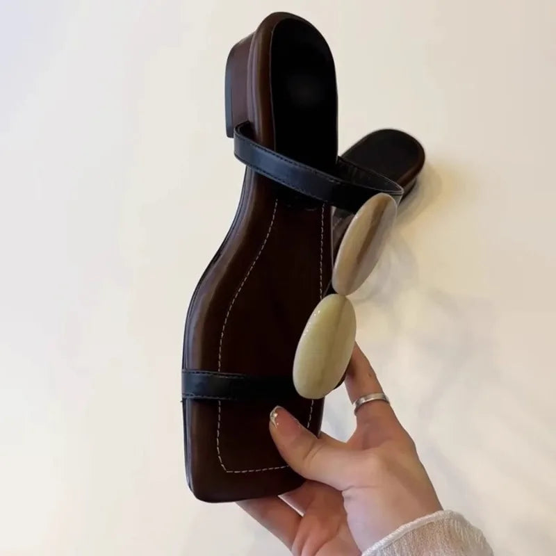Women's Flat Roman Sandals – Open Toe Square Head Summer Slippers Women's Flat Sandals Axl