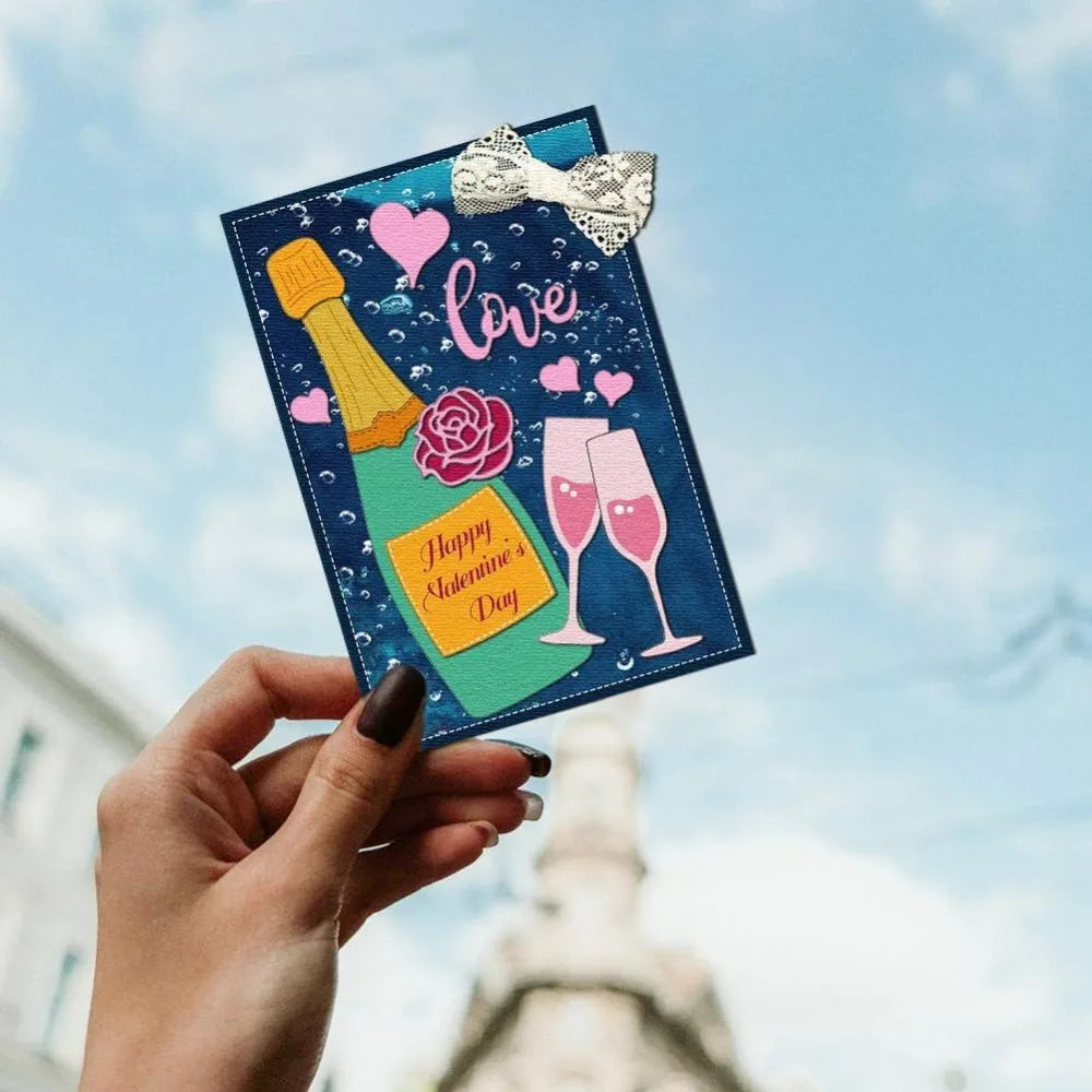 Champagne Love Die Cuts – Celebration Frame Scrapbooking Stencils Scrapbooking Cutting Dies Axl