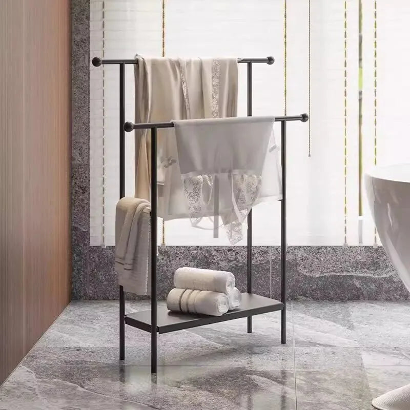 Modern Metal Standing Towel Rack – Minimalist Bathroom Organizer Standing Towel Rack Axl