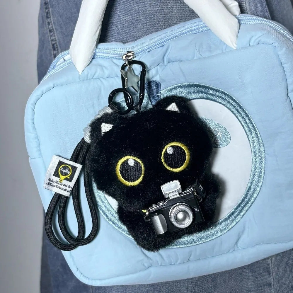 Black Cat Plush Doll Keychain – Cute Animal Bag Charm Gift Plush Keychain Charm Axl