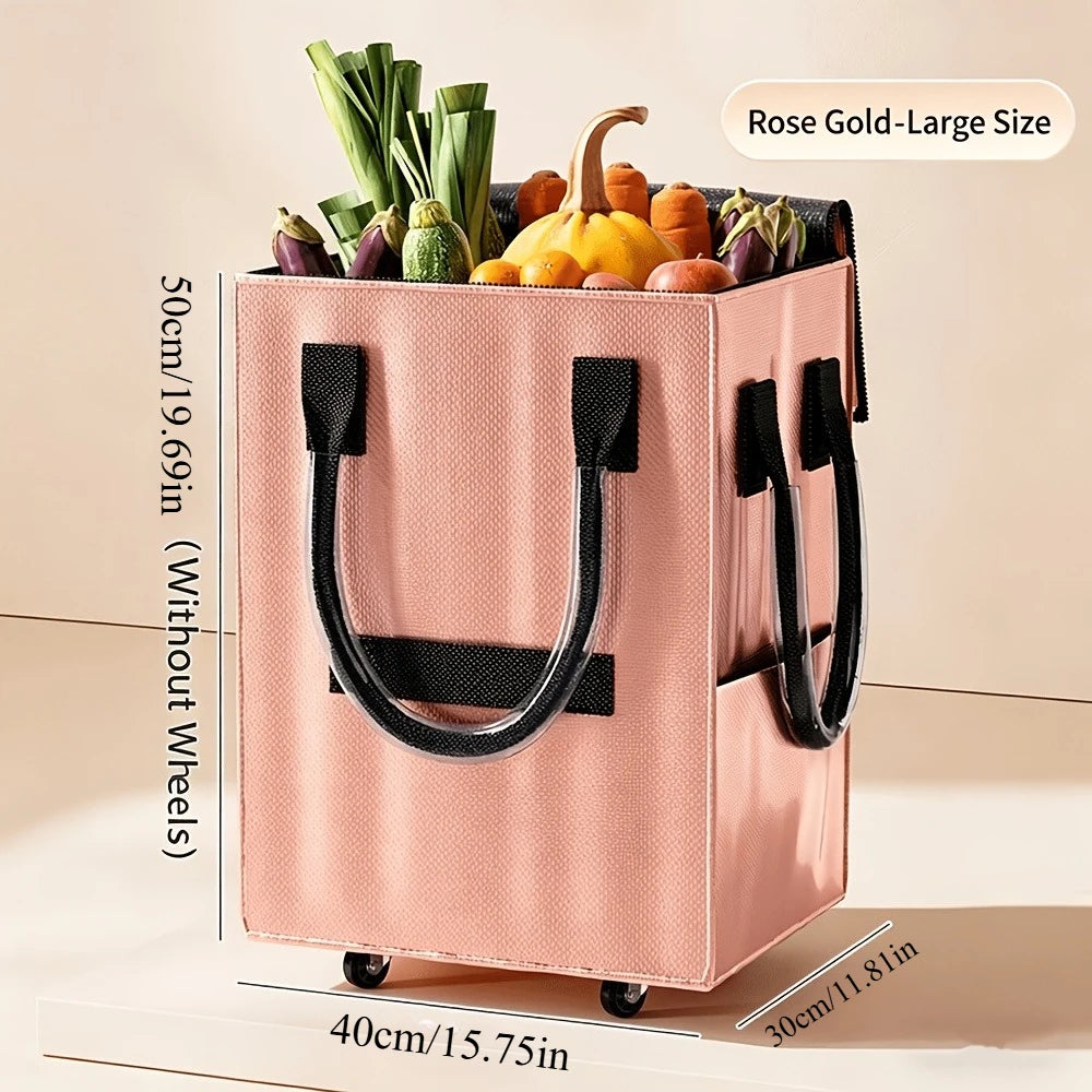 Rolling Grocery Shopping Tote – Large Canvas Wheel Bag Rolling Shopping Tote Axl