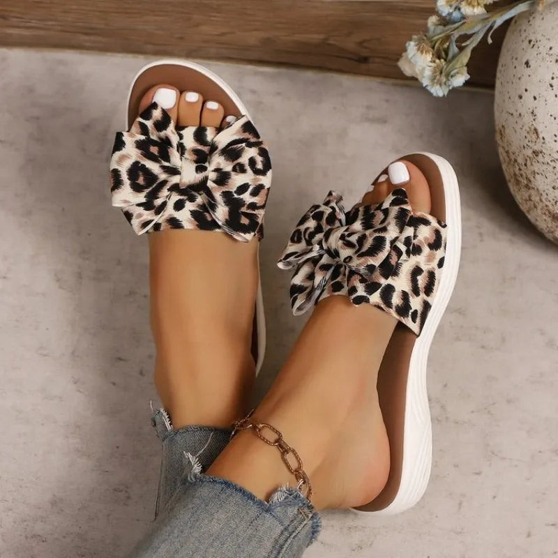 Women's Leopard Print Flat Slippers – Casual Outdoor Sandals Women's Flat Slippers Axl