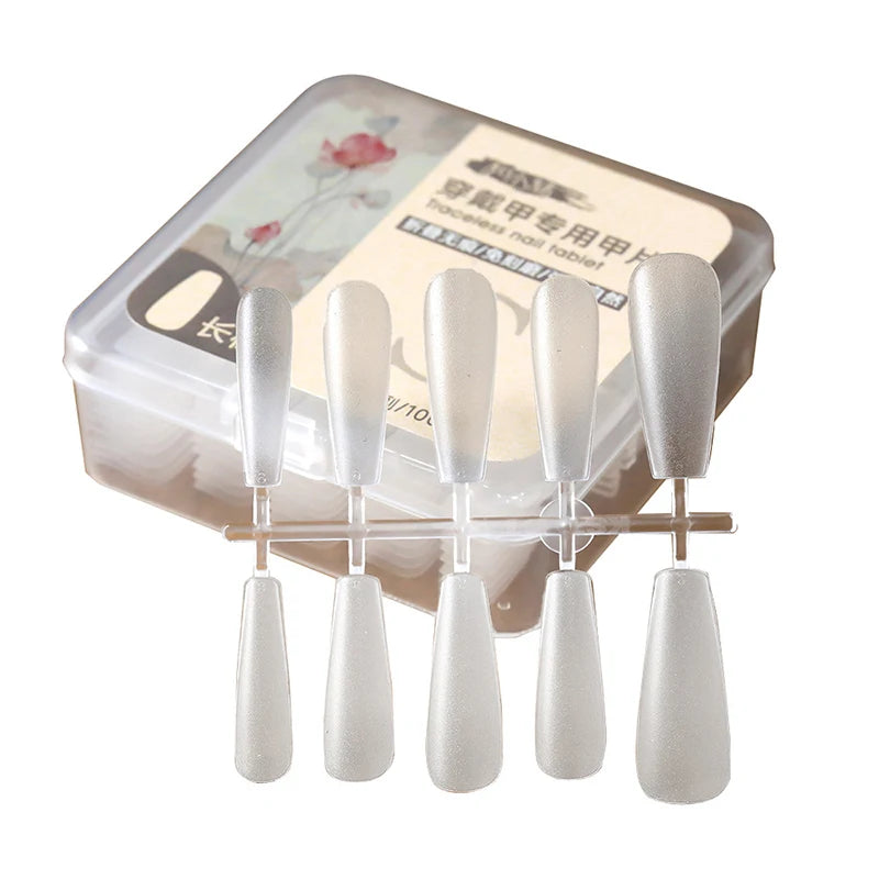 100 PCS Coffin Press On Nails – Clear Fake Nail Tips Press On Nail Tips Axl