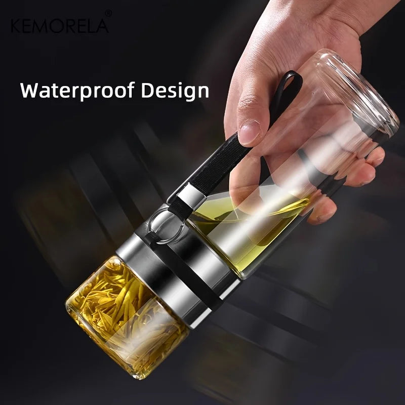 KEMORELA Insulated Glass Tea Bottle 350ml–500ml | Leakproof Insulated Tea Bottle Axl