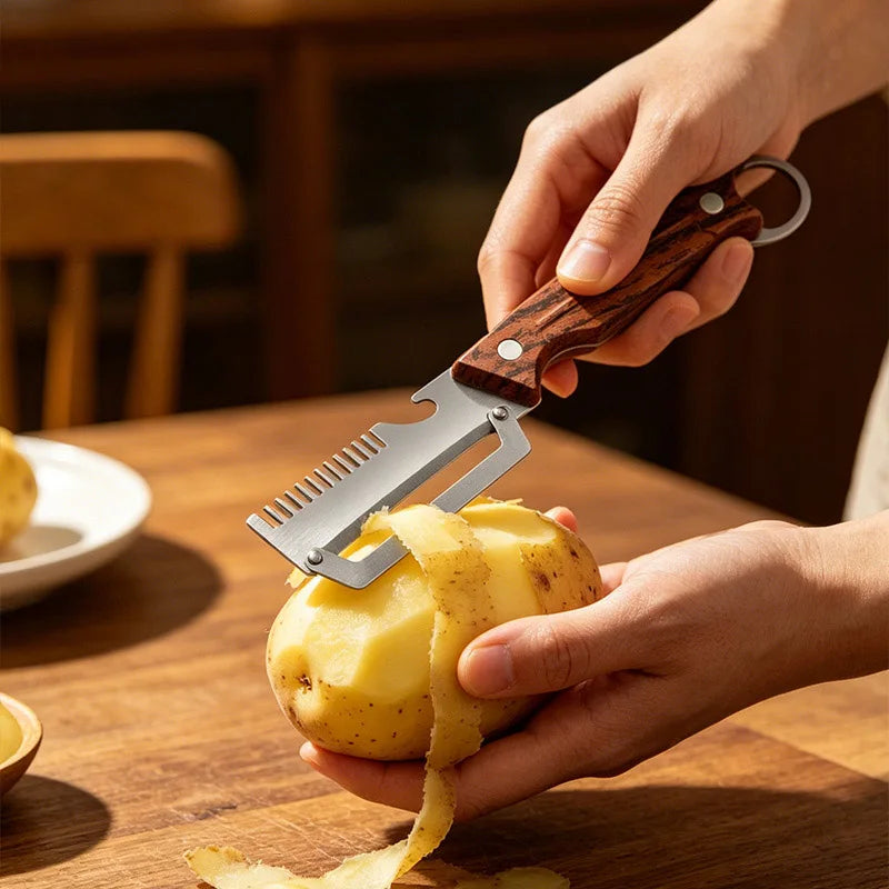 3-in-1 Stainless Steel Peeler, Scallion Shredder & Bottle Opener Vegetable Peeler Axl