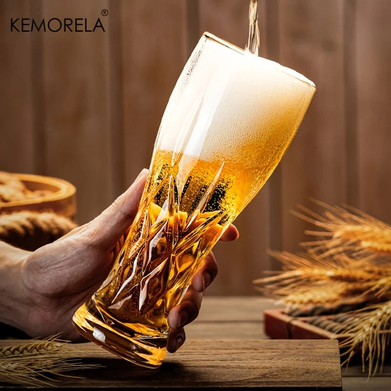 KEMORELA 400ml Glass Beer Mugs – 1 or 2 Pack | Party Drinkware Glass Beer Mug Axl
