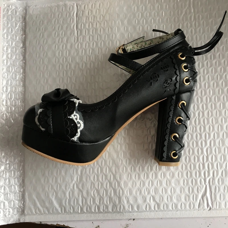 Women's Mary Jane Platform Heels – Sweet Bow Lolita Pumps Platform Mary Jane Pumps Axl