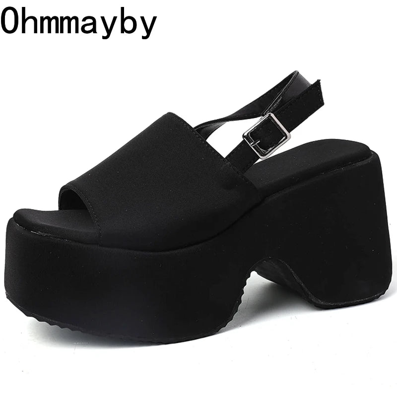 Women's Leopard Platform Wedge Sandals Open Toe Buckle Heels Platform Wedge Sandals Axl