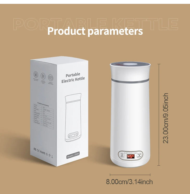 Portable Mini Electric Travel Kettle – 350ml Stainless Steel Cup Electric Travel Kettle Axl