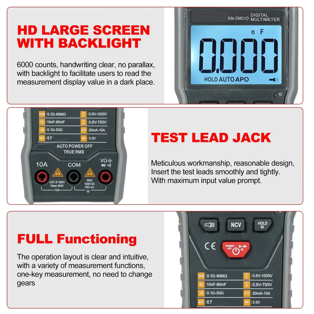 KM-DM01D Auto-Scan Digital Multimeter | 6000 Count RMS Digital Multimeter Axl China Mainland