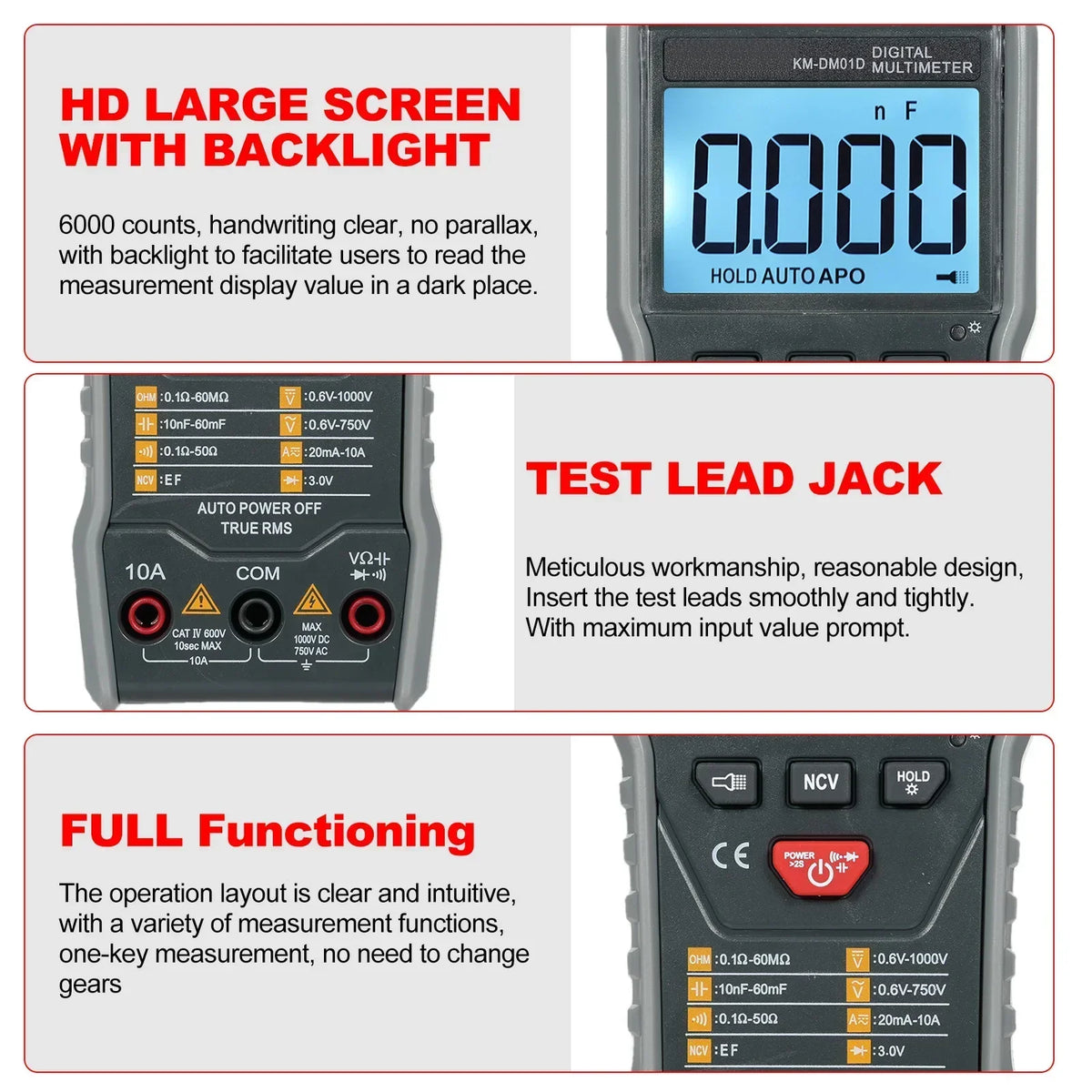 KM-DM01D Auto-Scan Digital Multimeter 6000 Count True RMS Digital Multimeter Axl China Mainland