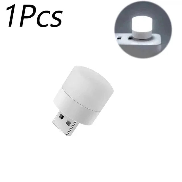 Mini USB LED Night Light – Warm & White Plug-In Lamp 1/3/10 Pack USB Night Light Axl 1PCS-White
