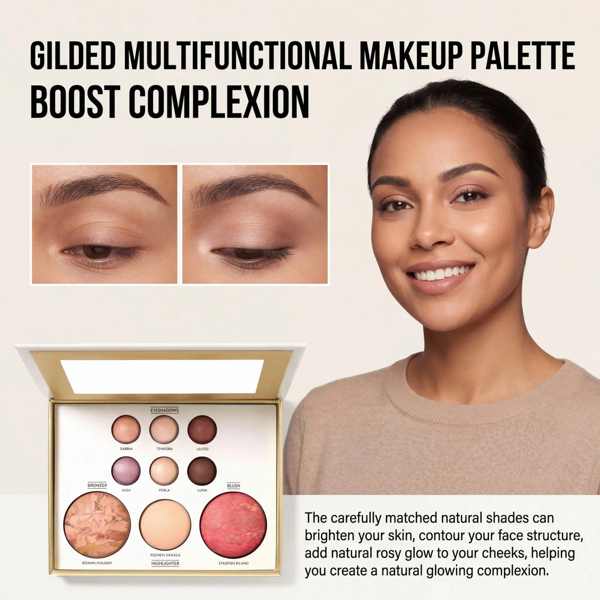 Gilded All-in-One Makeup Palette – Eyeshadow, Bronzer, Blush Makeup Palette Axl